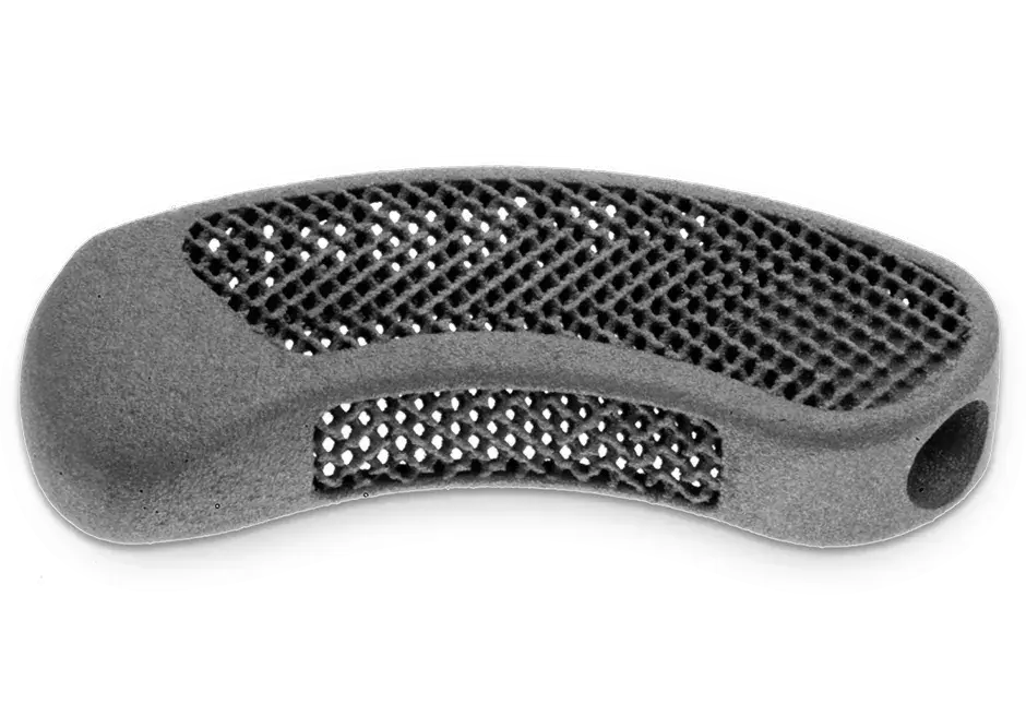 LaserForm Ti Gr5 (A) 材料で製造された内部成長軟骨改良用の椎体間固定術用機器。