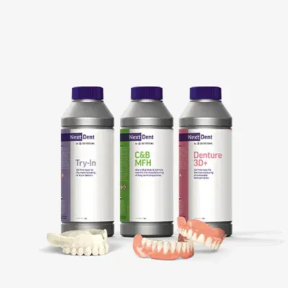 3 本の NextDent 材料