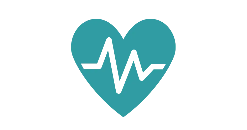 A graphic with a heart and a pulse line