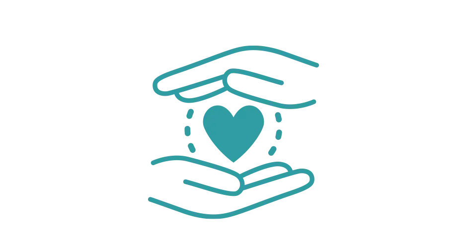 an icon showing 2 hands holding a heart