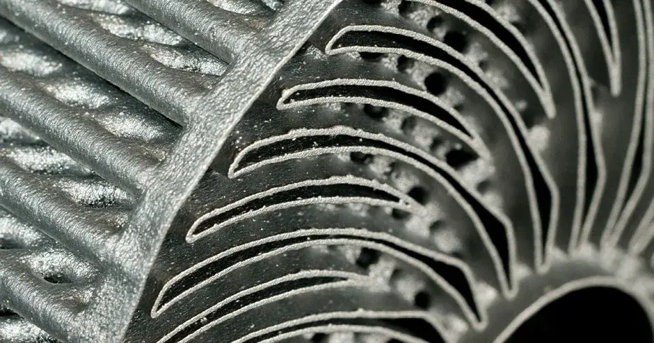 航空宇宙用 Laserform 熱交換器のクローズアップ