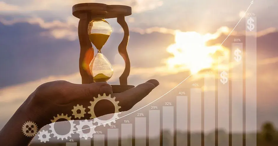 砂時計を持っている手 