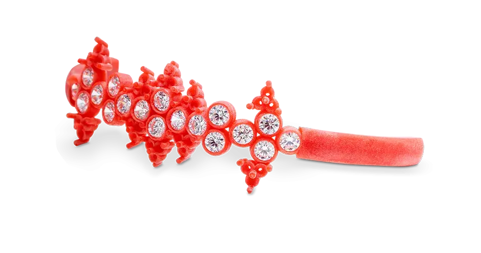 VisiJet Wax Jewel Red (MJP) によるストーンの付いたブレスレット 