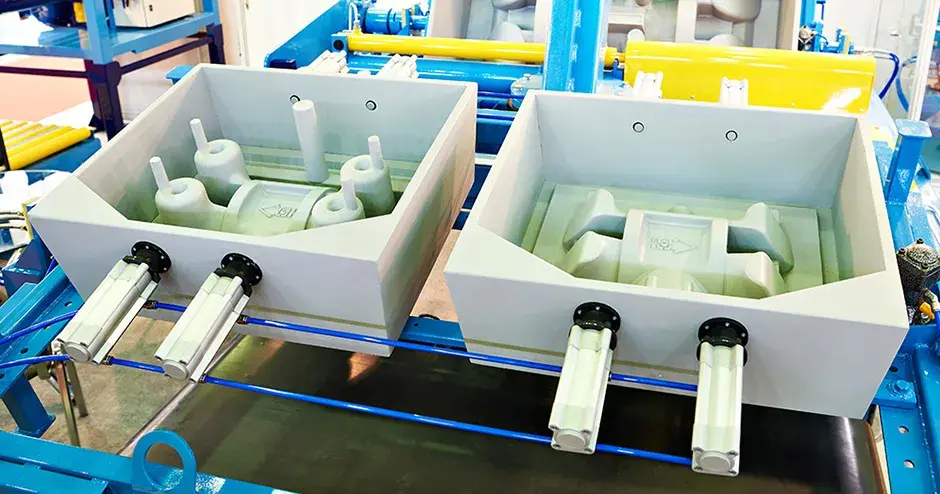 砂型鋳造プロセス用に準備された光造形 (SLA) で生産されたコープとドラッグ  