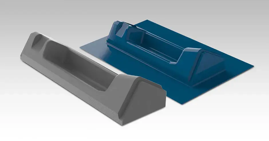 3D プリントモールドと従来の真空プロセスを使用して生産された列車の内装部品。