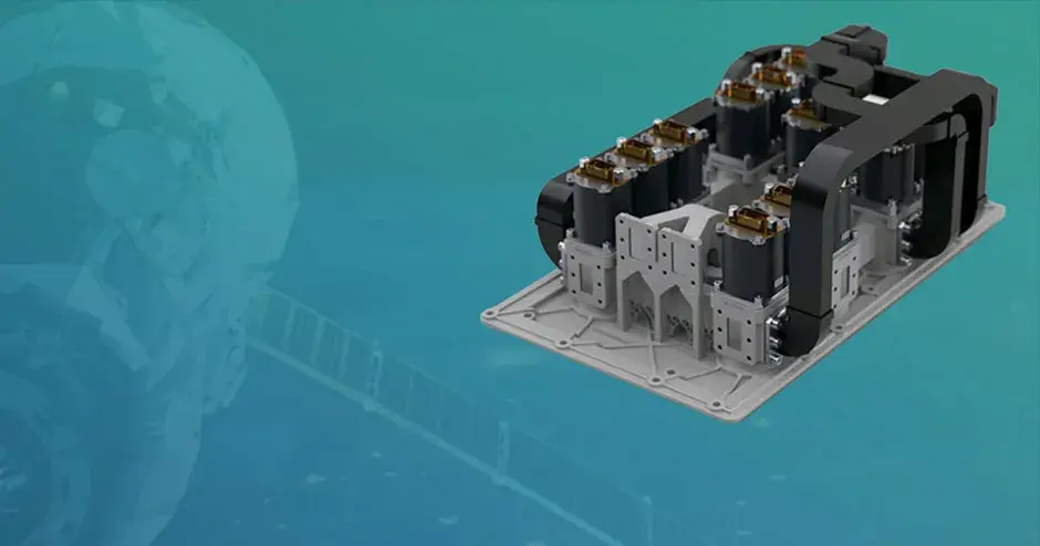 青と青緑の背景の衛星部品