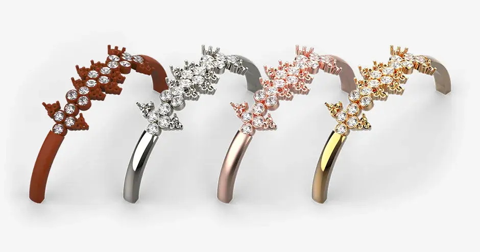 VisiJet 鋳造用 Ruby 材料で作られた 4 個のブレスレット