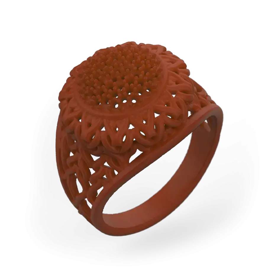 A wax ring made from VisiJet Wax Jewel Ruby